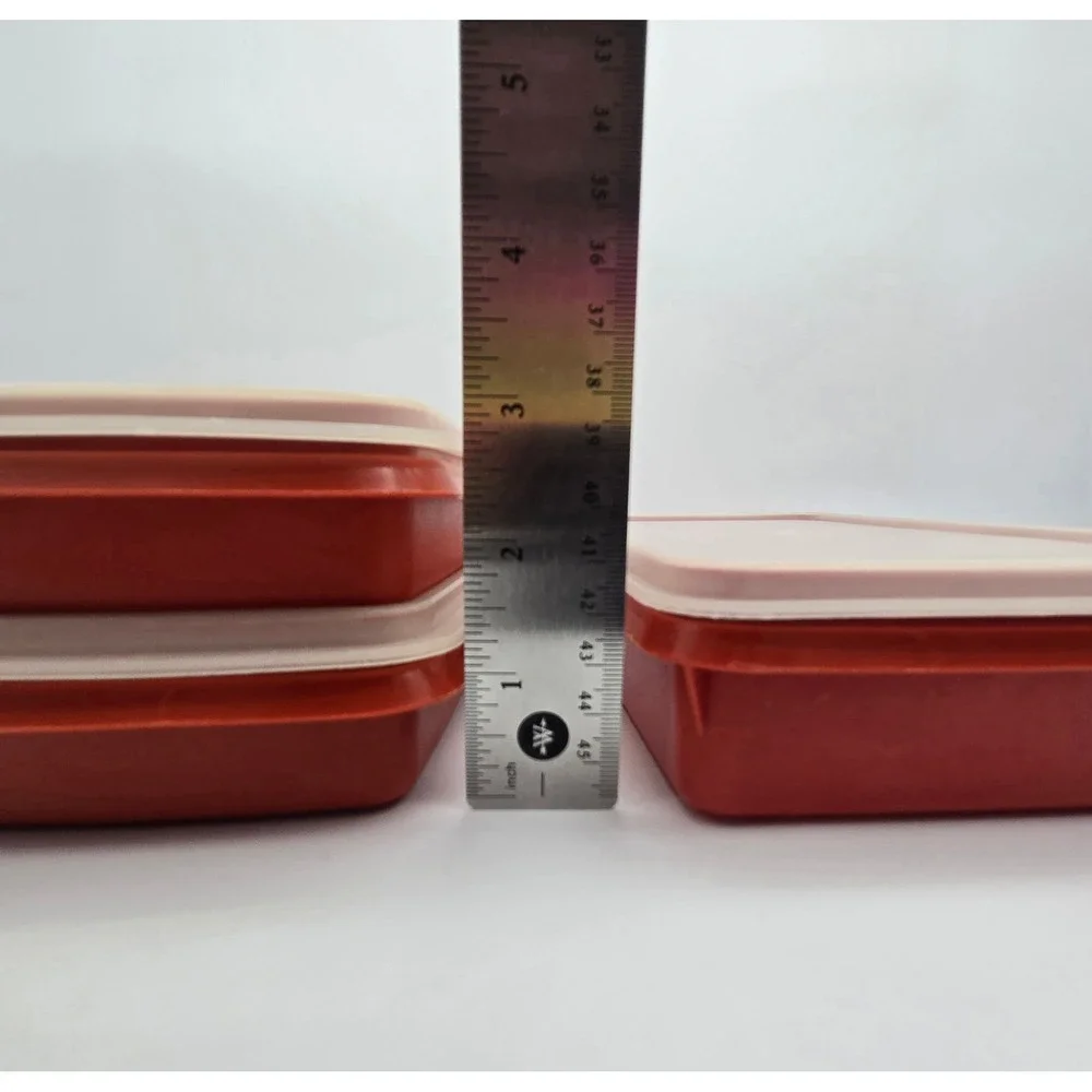 Tupperware Food Storage Containers Set 3 Red‎ Vintage Kitchen Mid-Century Modern